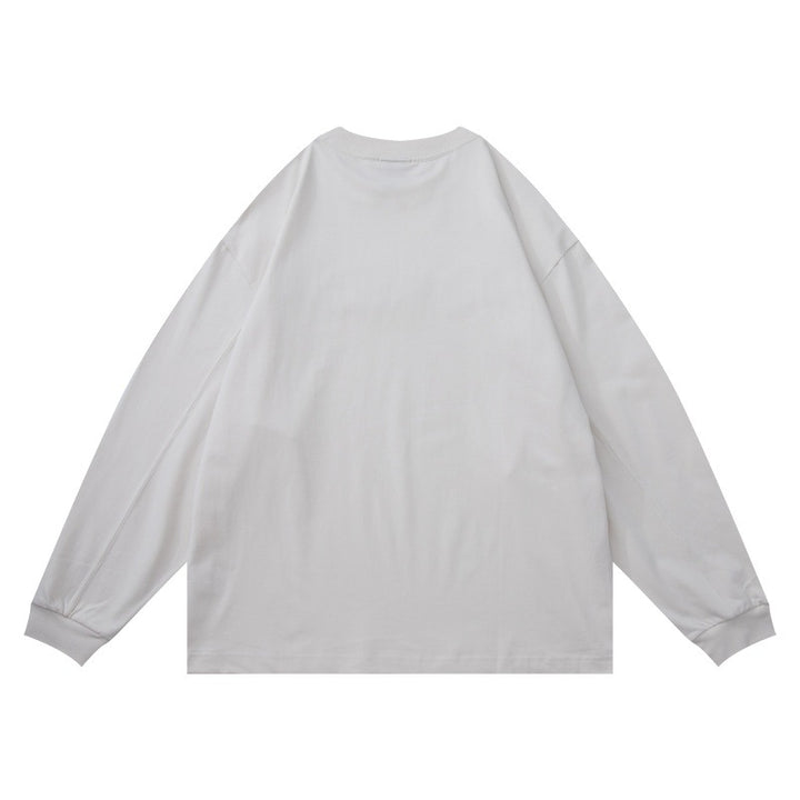 Unisex Oversize-Langarmshirt mit Chenille-Logo und Rundhalsausschnitt Drune