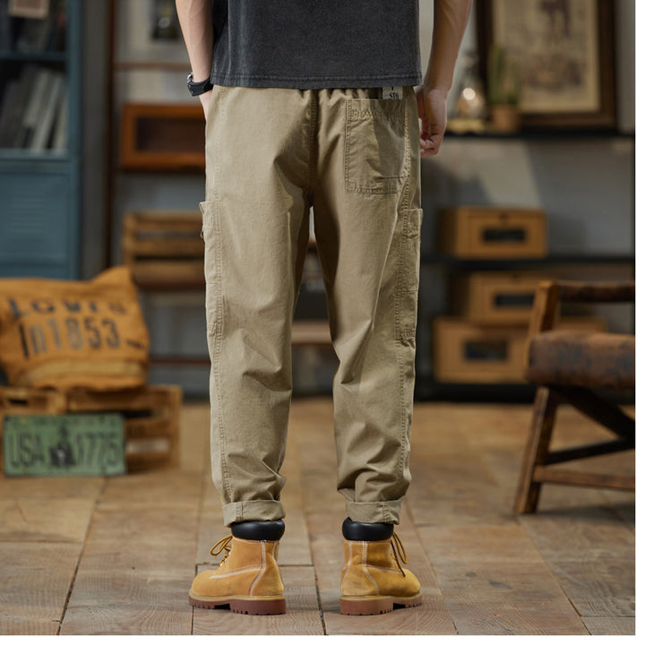 Herren Baumwoll-Twill Joggerhose im Tapered-Schnitt mit Tunnelzug und gekrempeltem Saum Drune