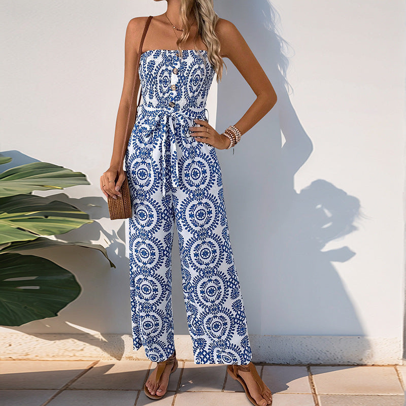 Damen Jumpsuit mit trendigem bandeau Design und praktischen Taschen Drune