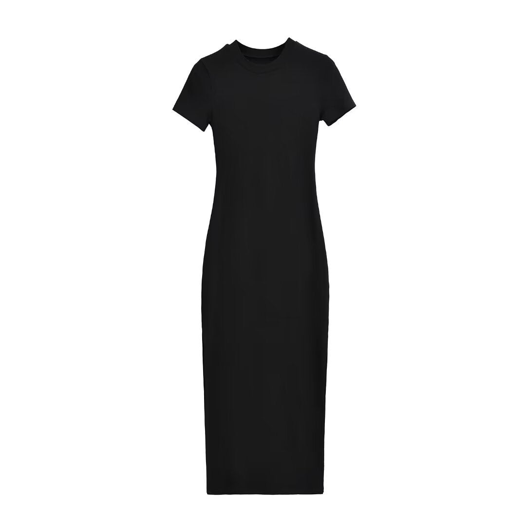 Damen figurbetontes Midikleid mit elegantem Rippenmuster und schwingendem Saum Drune