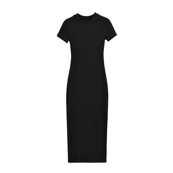 Damen figurbetontes Midikleid mit elegantem Rippenmuster und schwingendem Saum Drune