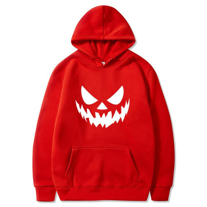 Unisex nan Kapuzenpullover mit gruseligem Kürbisgesicht-Print und Oversize Kängurutasche Drune
