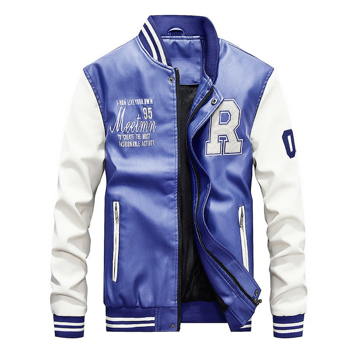 Herren College-Bomberjacke im Retro-Baseballstil mit gestickten Applikationen und Rippbündchen Drune