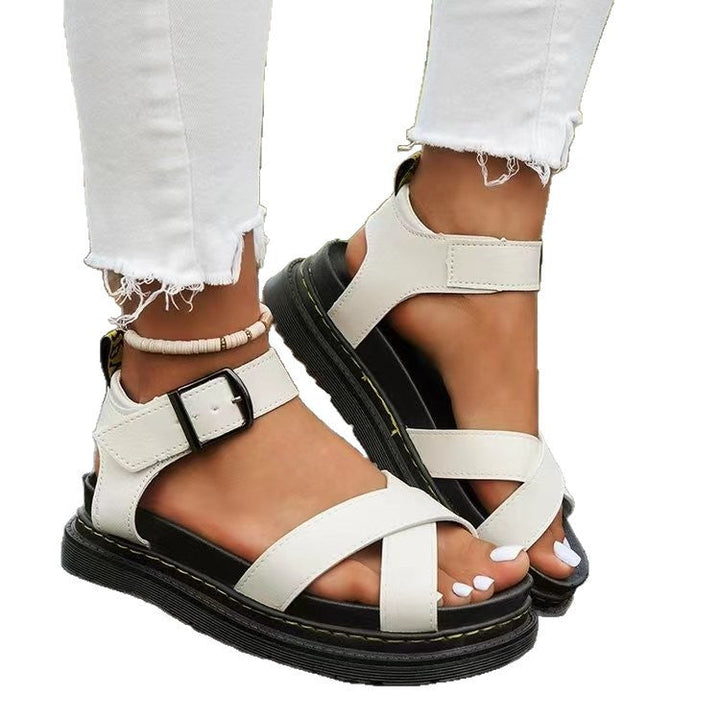 Damen modische Cross-Sandalen mit verstellbarem Fersenriemen und rutschfester Sohle Drune