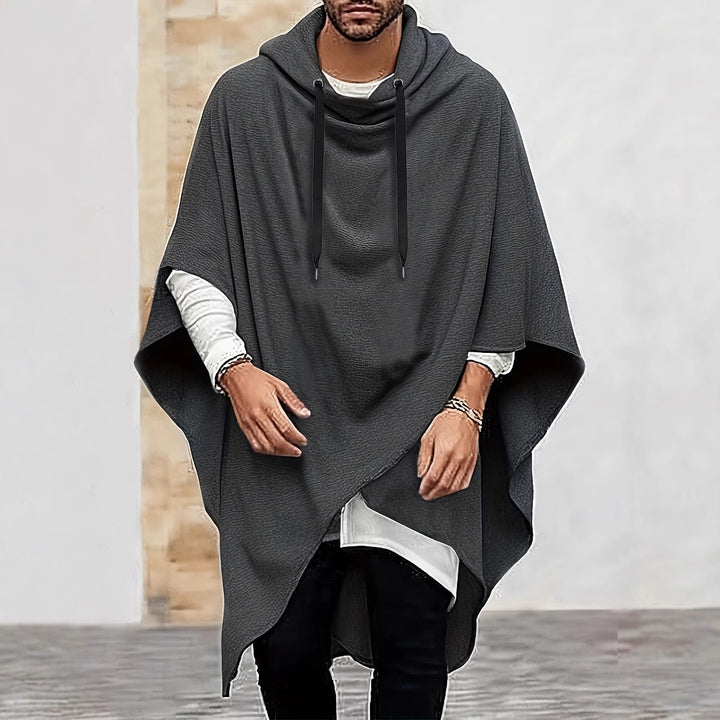 Herren Kapuzenponcho mit verstellbarem Kordelzug und lockerer Passform