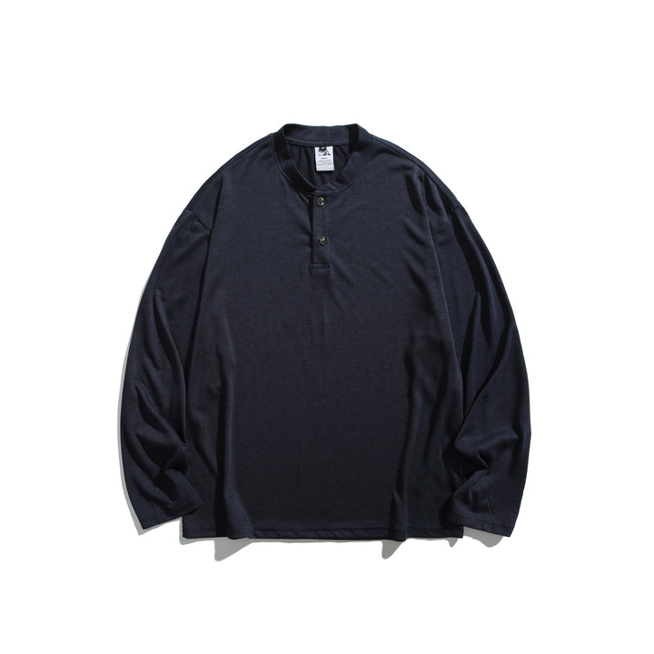 Unisex Langärmeliges Henleyshirt mit kurzer Knopfleiste und relaxed Fit Drune
