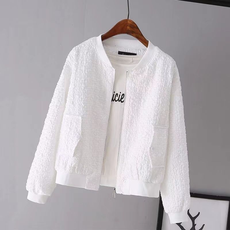 Damen Modische Boucle-Jacke mit Reißverschluss Drune