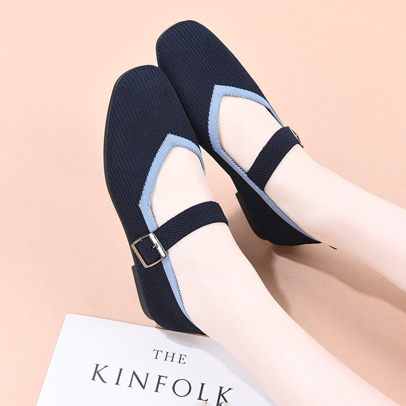 Damen Elegante Schnallenriemen Ballerinas Drune