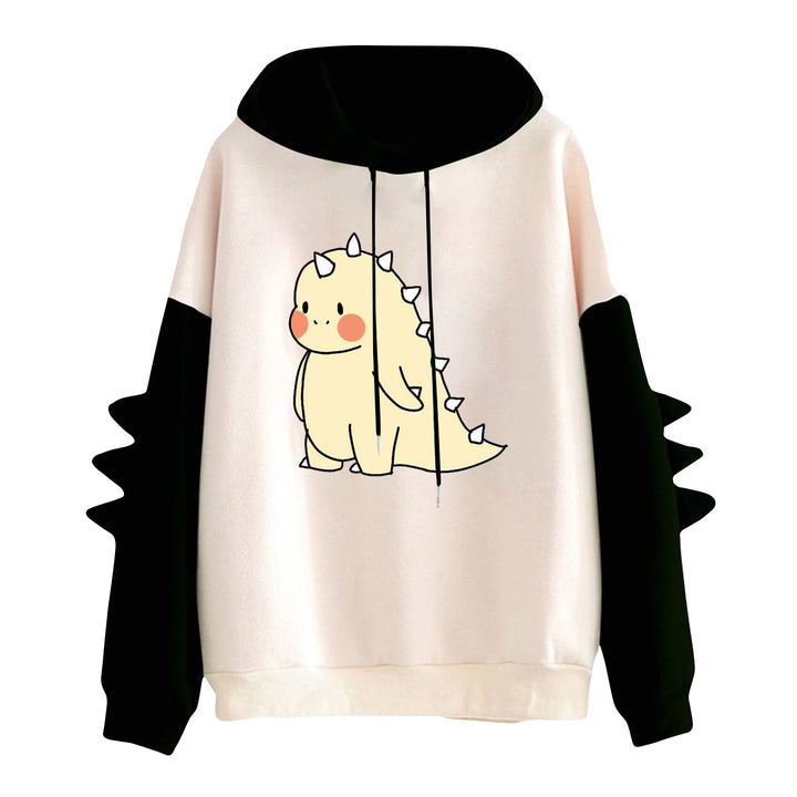 Damen nan Kapuzenpullover mit niedlichem Dinosaurier-Print und dreidimensionalen Ärmeldetails Drune