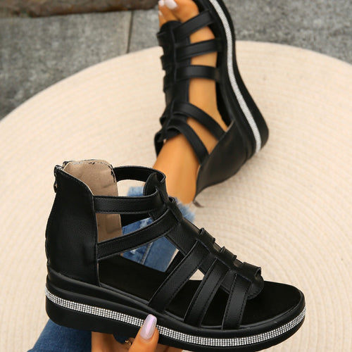 Damen Wedge-Sandaletten mit atmungsaktivem Obermaterial und eleganten Riemendetails Drune