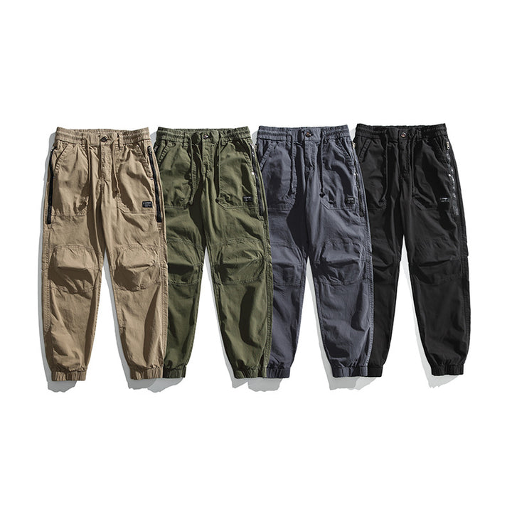Herren Taktische Utility-Cargohose im Joggerstil mit verstärkten Kniepaneelen, Reißverschlusstaschen und elastischem Bund Drune
