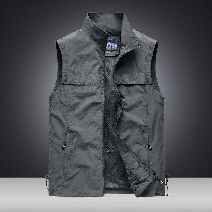 Herren Leichte wind- und wasserabweisende Utility-Weste mit Stehkragen, Mesh-Futter & verstellbarem Saum Drune