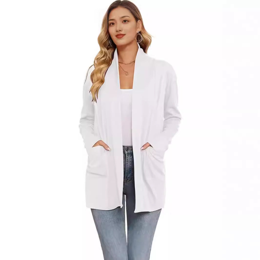 Damen lässiger Longcardigan mit Taschen Drune