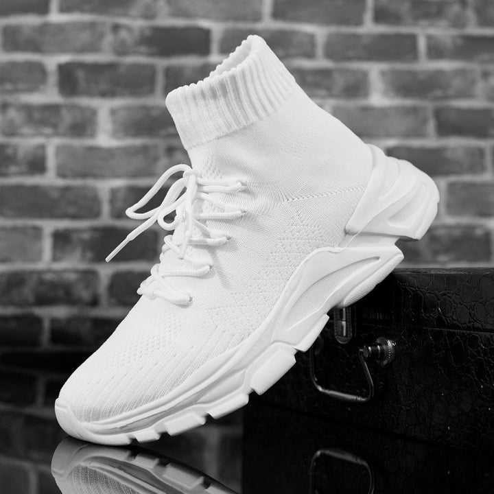 Damen Strick‑Sockensneaker mit hohem Schaft, gepolsterter Plateau‑Laufsohle und elastischem Schnürsystem Drune