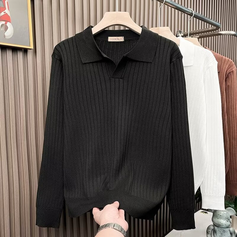 Herren Elegantes Strickpolo mit strukturiertem Design Drune
