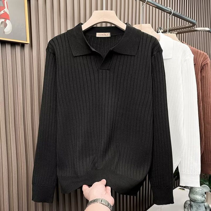 Herren Elegantes Strickpolo mit strukturiertem Design Drune