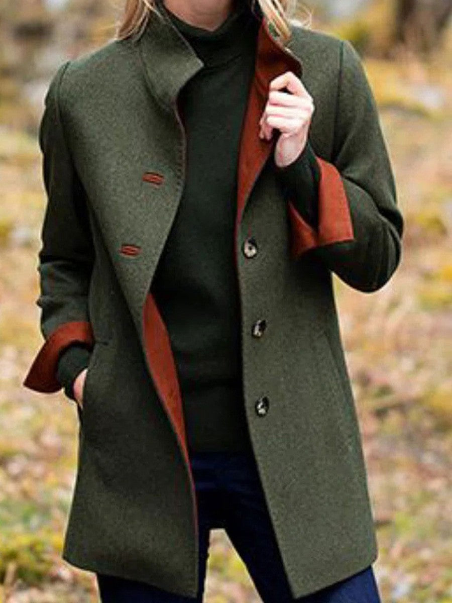 Damen Eleganter Wollmantel mit doppelter Knopfleiste Drune