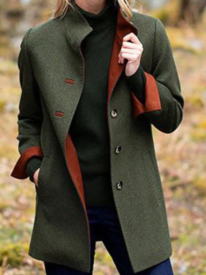 Damen Eleganter Wollmantel mit doppelter Knopfleiste Drune