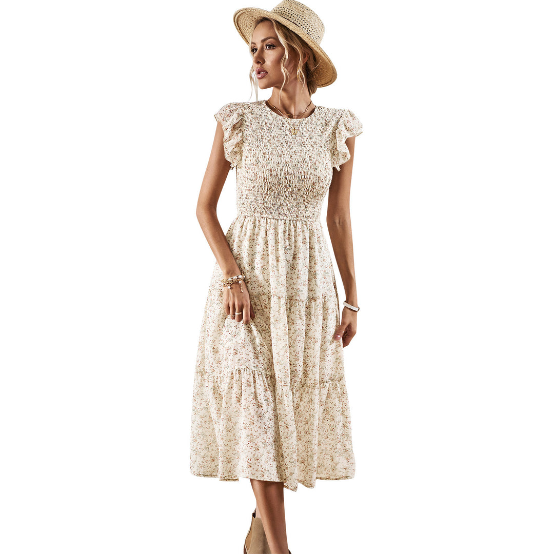 Damen Midikleid mit floralem Design und schmeichelndem Rüschensaum Drune