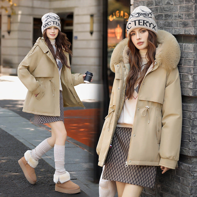 Damen Winterjacke mit abnehmbarem Kunstfellkragen Drune