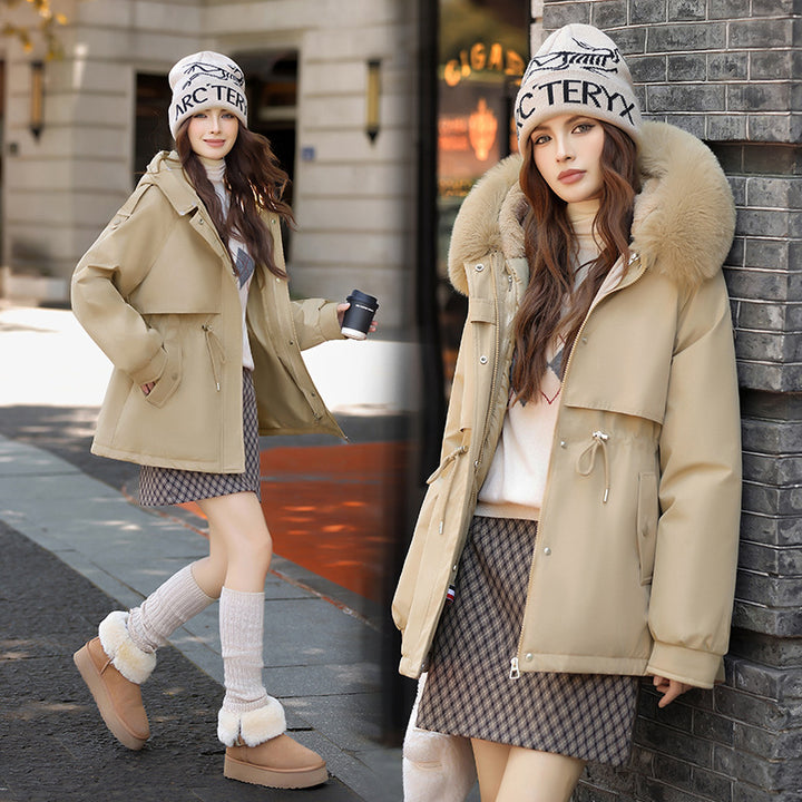 Damen Winterjacke mit abnehmbarem Kunstfellkragen Drune