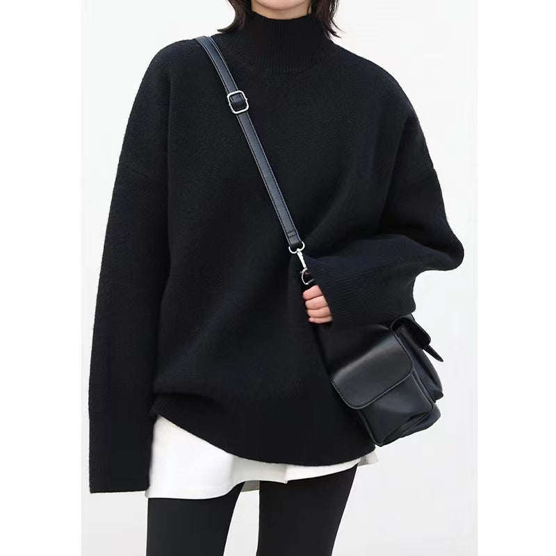 Damen Grob gestrickter Rollkragenpullover mit weitem Schnitt und lässigem Design Drune