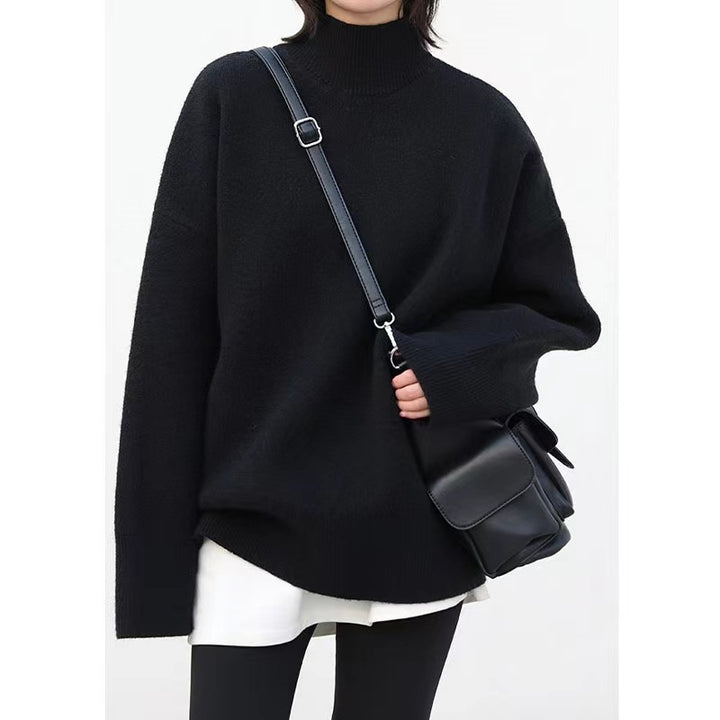 Damen Grob gestrickter Rollkragenpullover mit weitem Schnitt und lässigem Design Drune