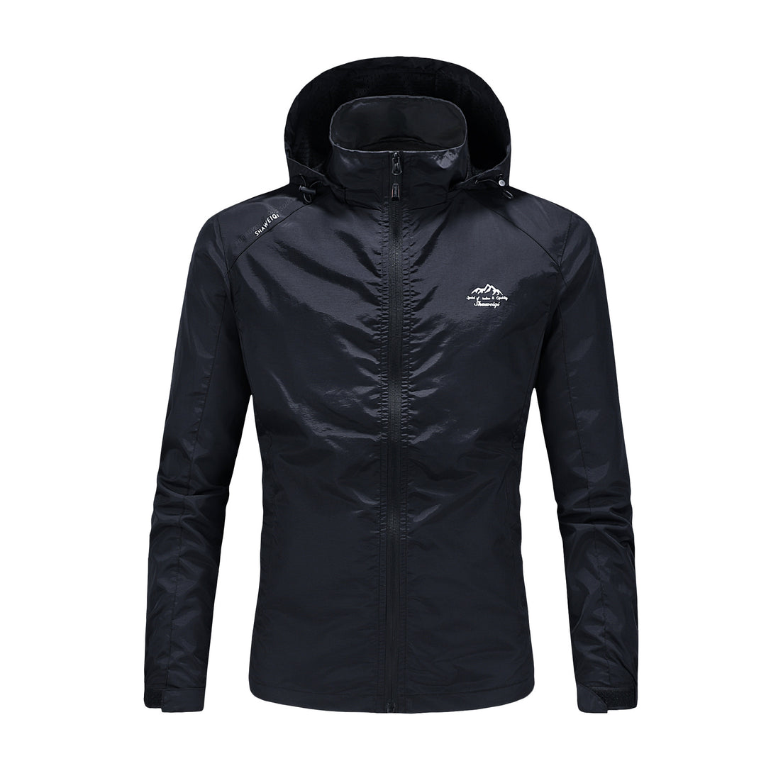 Herren Ultraleichte packbare Outdoorjacke mit hohem Kragen, Kapuze und atmungsaktivem Meshfutter Drune