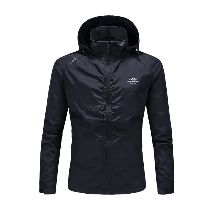 Herren Ultraleichte packbare Outdoorjacke mit hohem Kragen, Kapuze und atmungsaktivem Meshfutter Drune