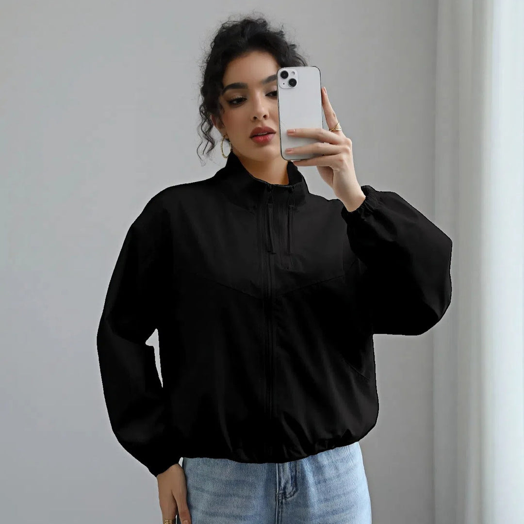Damen Lässige Oversize-Blousonjacke mit Ballonärmeln Drune