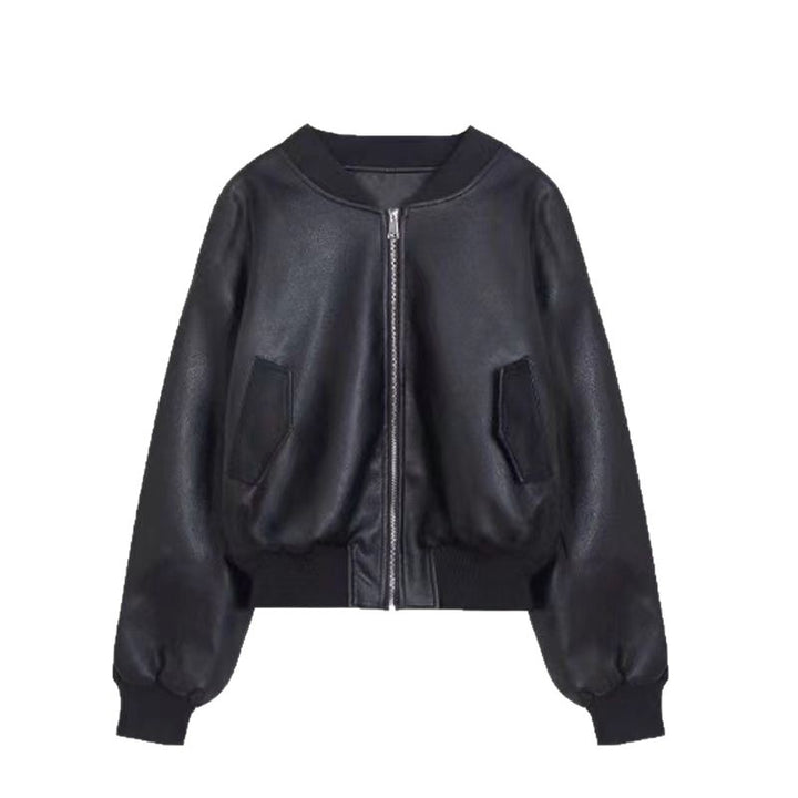 Damen stylische Lederjacke im urbanen Oversized-Schnitt Drune