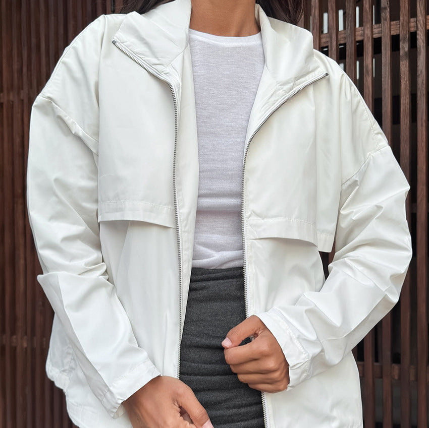 Damen Sportliche Übergangsjacke mit hohem Kragen und weitem Schnitt Drune