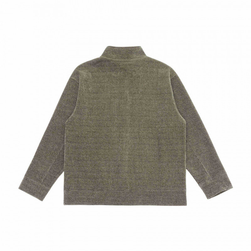 Unisex Boxy-Strickpullover mit halber Knopfleiste und Stehkragen Drune