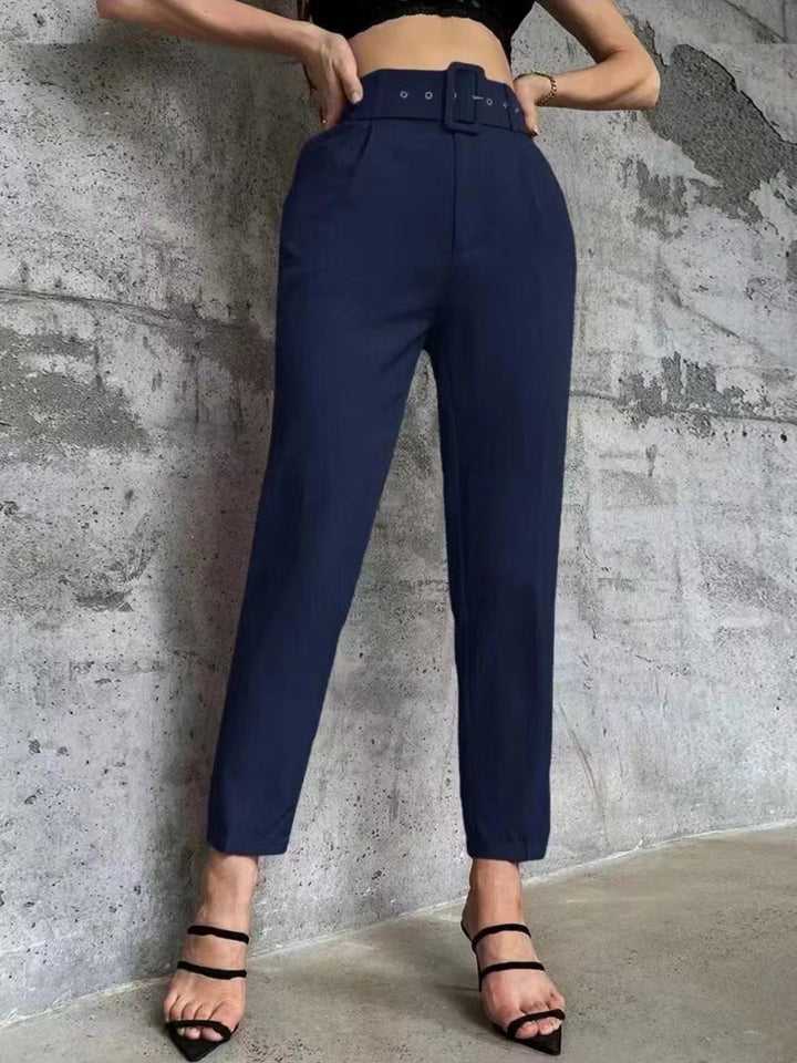 Damen weite Hochbundhose mit schickem Gürtel Drune