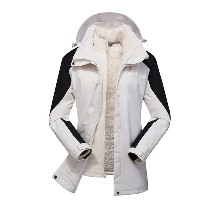 Damen zweilagige Softshelljacke mit herausnehmbarer Teddyfleece-Innenjacke und verstellbarer Kapuze Drune