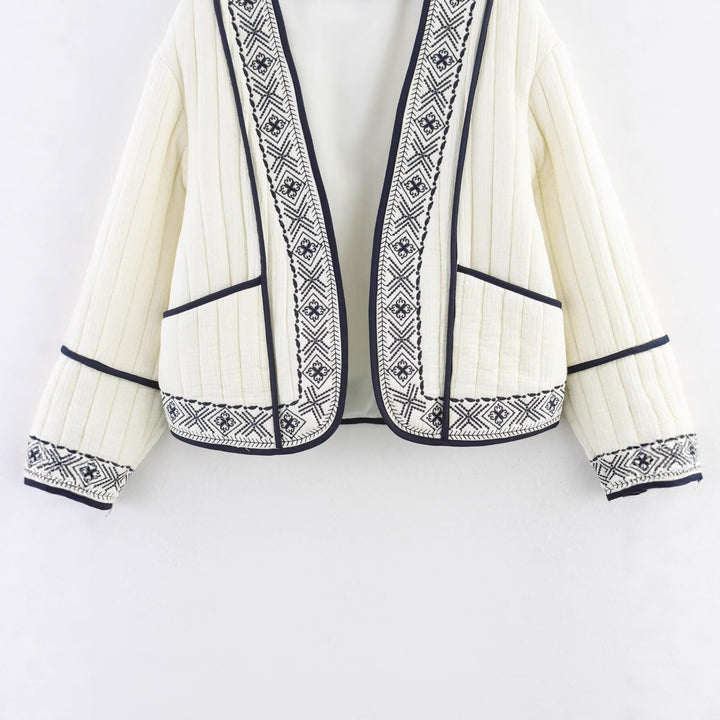 Damen elegante Quilted-Jacke mit filigraner Stickerei Drune