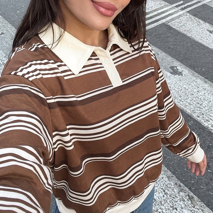 Damen Lässiger Pullover mit Polokragen Drune
