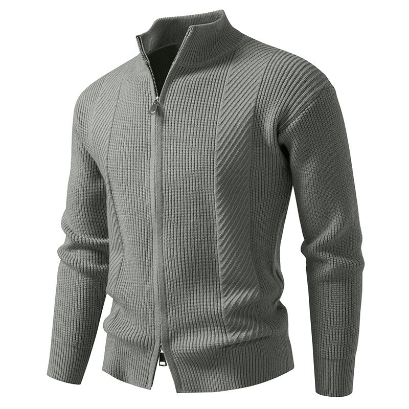 Herren modische Strickjacke mit Stehkragen und durchgehendem Reißverschluss Drune