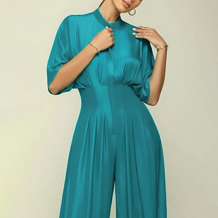 Damen Eleganter Overall mit weitem Bein und Kragen Drune