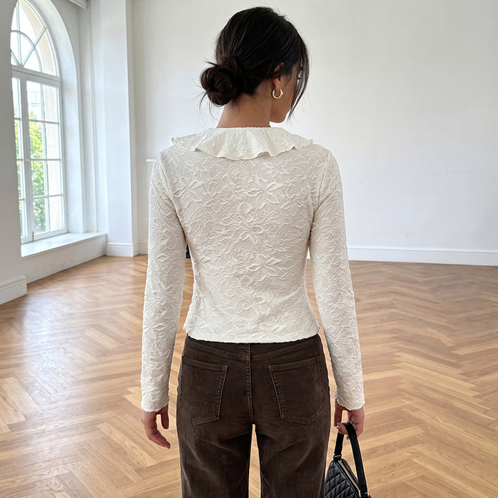 Damen Elegantes Oberteil mit Rüschendetails Drune