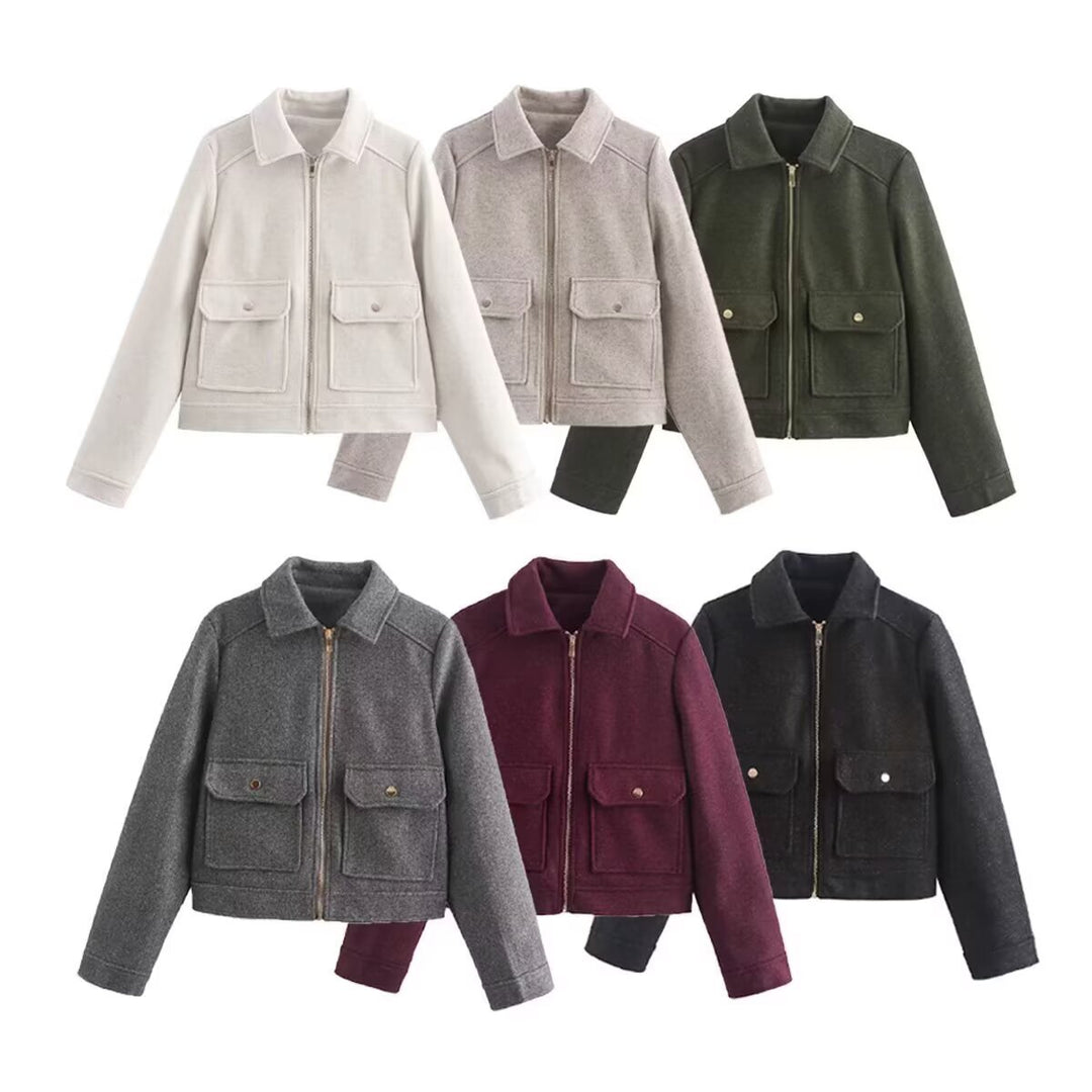 Damen stylische Bomberjacke mit praktischen aufgesetzten Taschen Drune