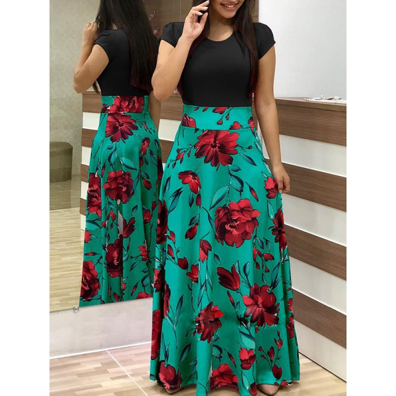 Damen Maxirock mit floralen Motiven und elastischem Bund Drune