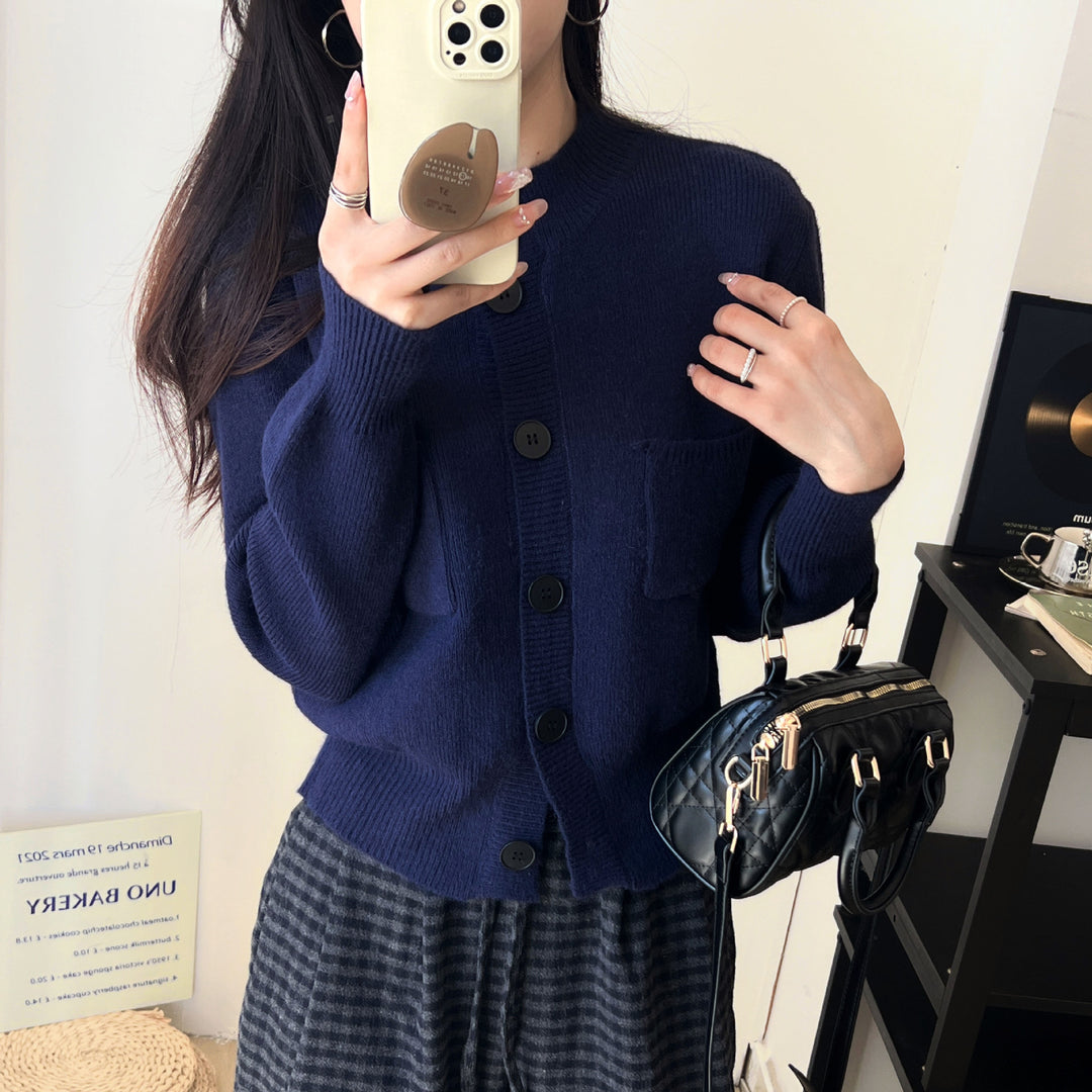 Damen Strickjacke mit praktischen Taschen und Knopfverschluss Drune