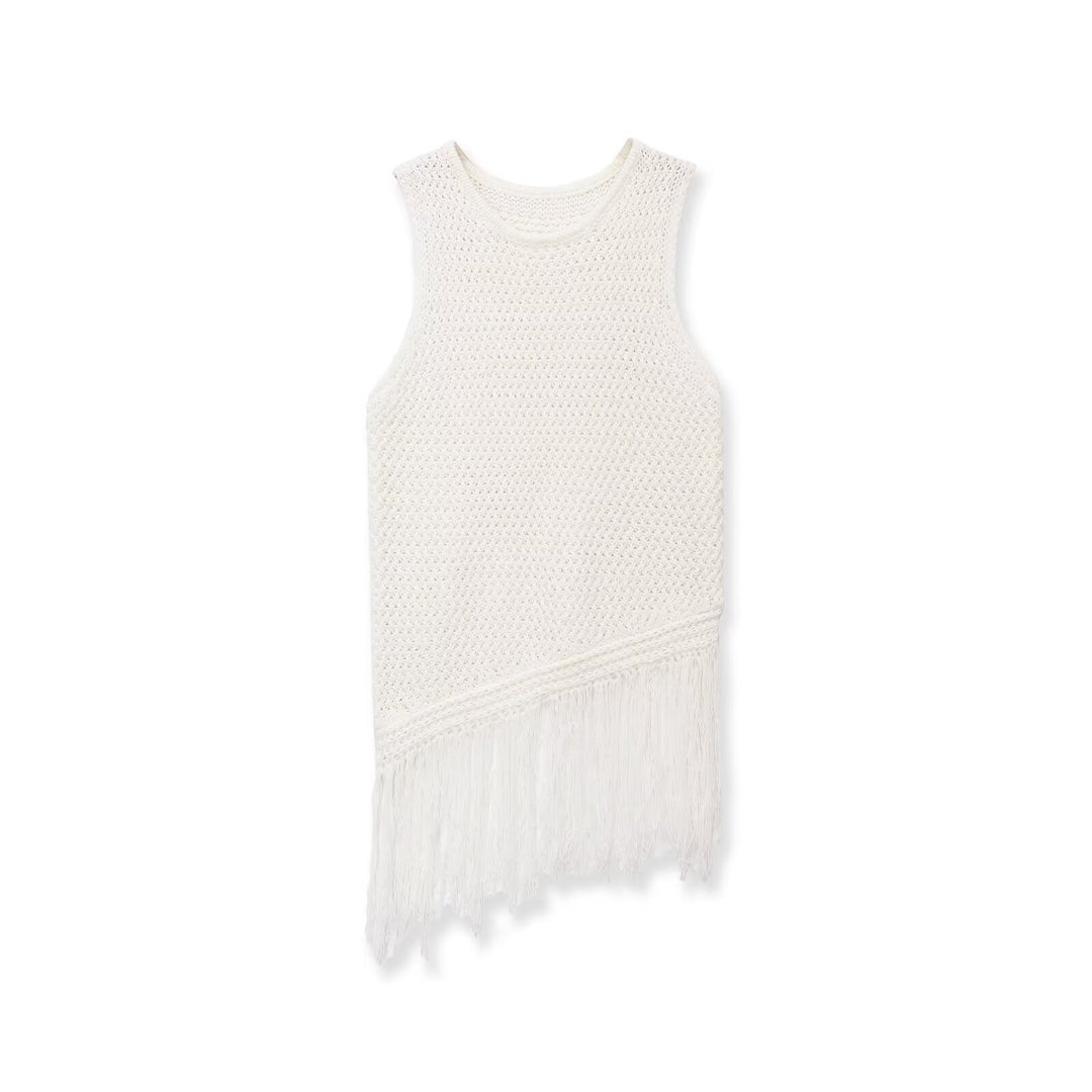Damen Stricktop mit Fransen und asymmetrischem Schnitt Drune