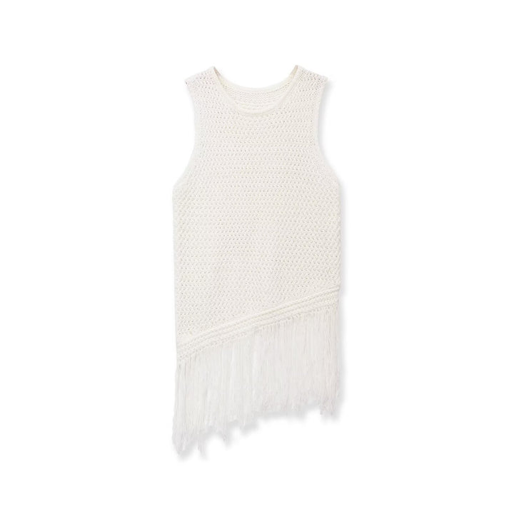 Damen Stricktop mit Fransen und asymmetrischem Schnitt Drune