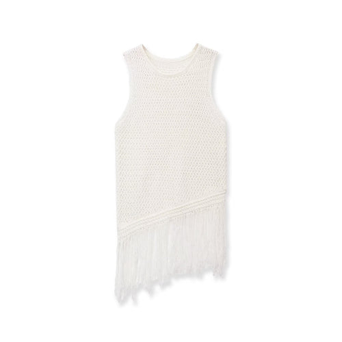 Damen Stricktop mit Fransen und asymmetrischem Schnitt Drune