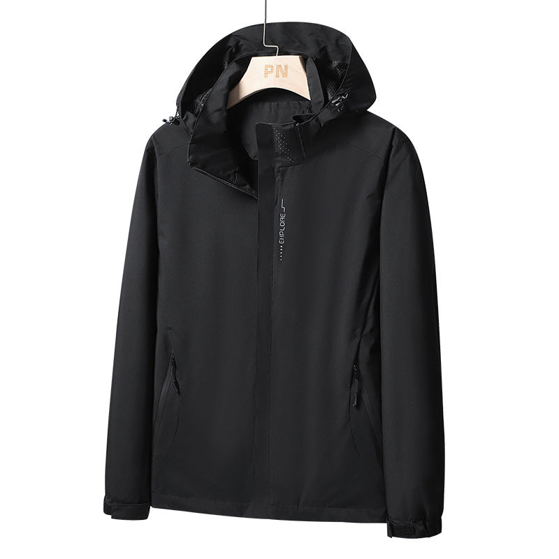 Herren Wasserdichte Softshell-Jacke mit Kapuze, Reißverschluss-Taschen und verstellbaren Bündchen Drune