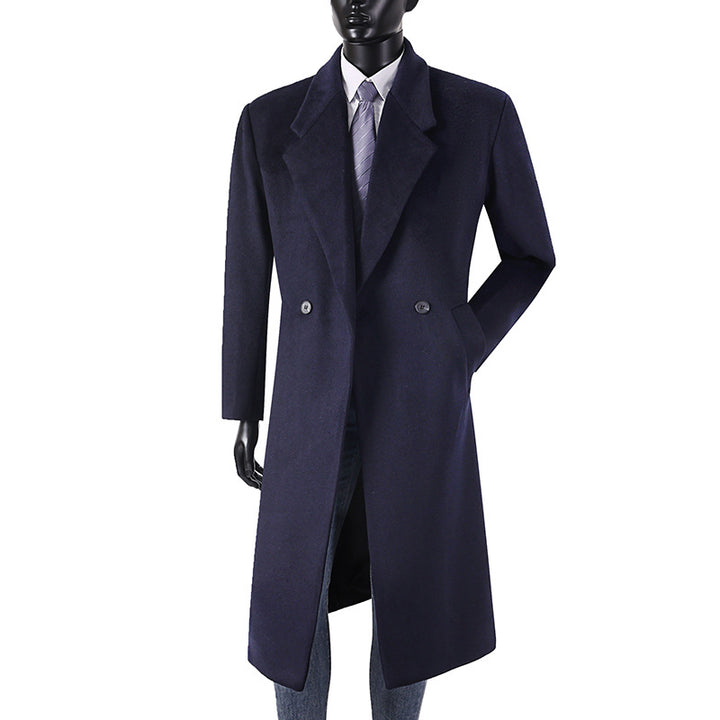 Herren Moderner Longcoat aus Wollmix mit schmalem Revers, leichter Taillierung und seitlichen Eingrifftaschen Drune