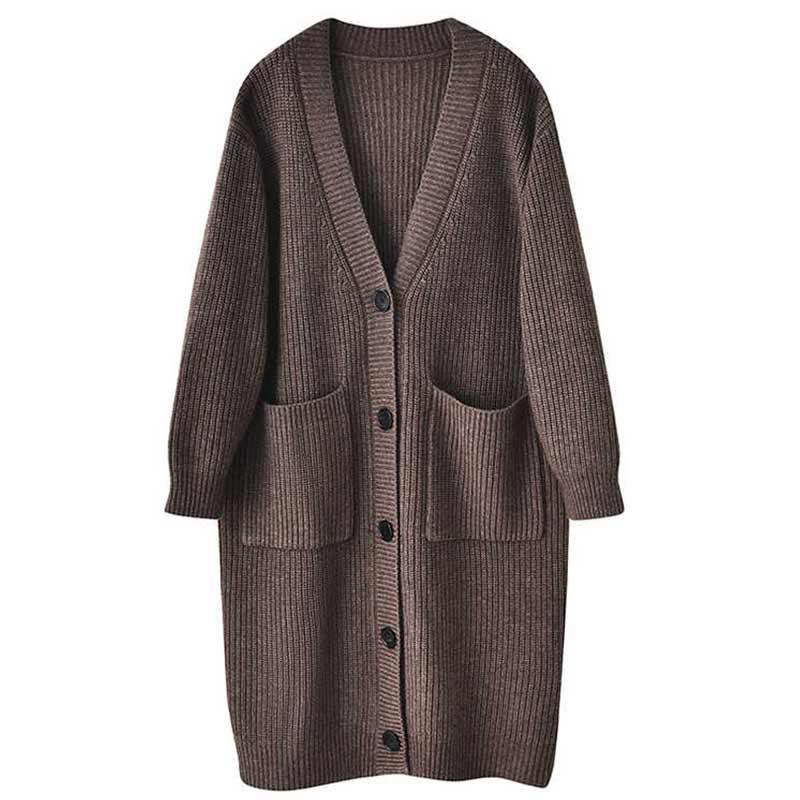 Damen Großer Strickcardigan mit aufgesetzten Taschen und Knopfverschluss Drune