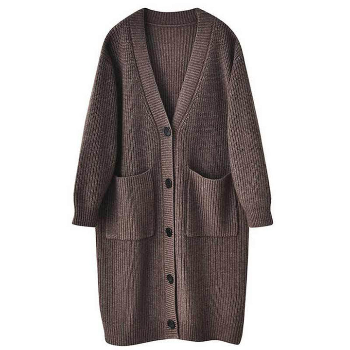 Damen Großer Strickcardigan mit aufgesetzten Taschen und Knopfverschluss Drune